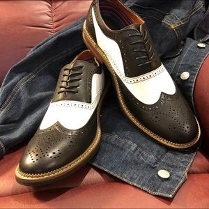 Perforated Wing Tip lace up Oxford Dress shoe